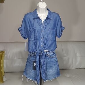 Nwt Wash Lab Lyocell Jean Blue Top Small